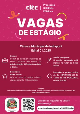 Cartaz processo seletivo 01.2025 estagiários